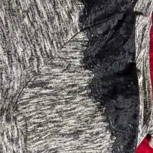 Gray and Black Lace Detail Top